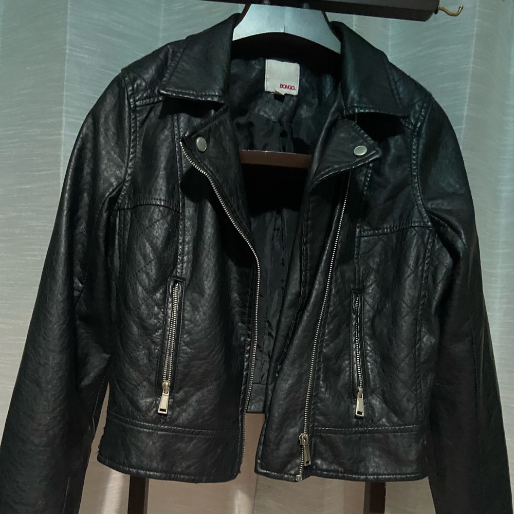 BONGO Black Quilted Leather Jacket